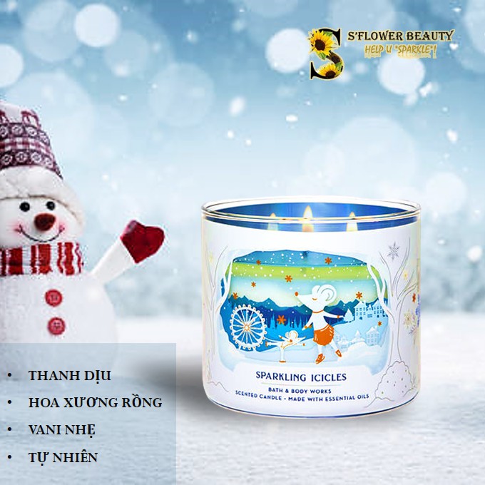 ❄️ BST XMAS 2020 |  Nến Thơm 3 Tim Chiết Xuất Tinh Dầu Thiên Nhiên Bath &amp; Body Works Scented Candle (411g)