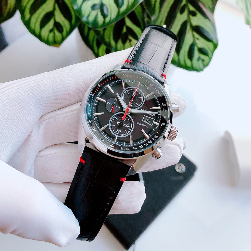 Đồng hồ Nam chính hãng Citizen Eco-Drive CA0369-11E Chronograph 6 kim,Lịch-Năng lượng ánh sáng-Dây da cao cấp-Size 43mm