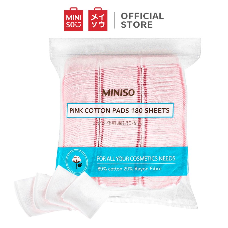 Bộ bông tẩy trang Miniso 180 miếng bong tẩy trang cotton pad (Hồng) | BigBuy360 - bigbuy360.vn