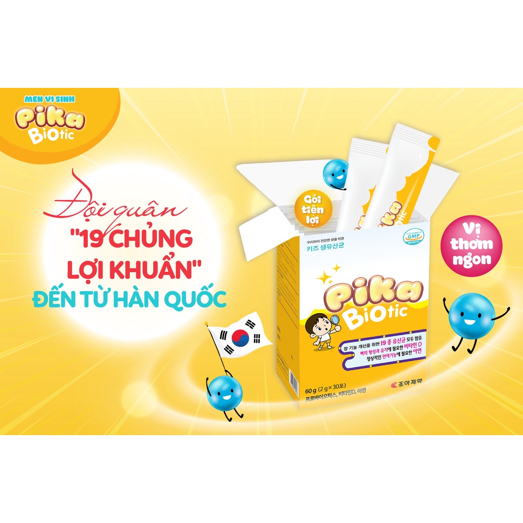 Men PIKABIOTIC Dạng Gói bổ sung 19 chủng lợi khuẩn giúp tăng cường hệ vi sinh có lợi cho đường ruột