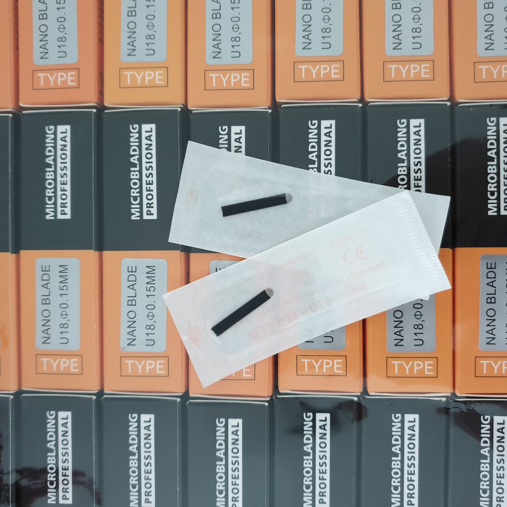 1 hộp 50 lưỡi dao NANO Flexi U18 0.18 mm tròn khắc lông mày cao cấp