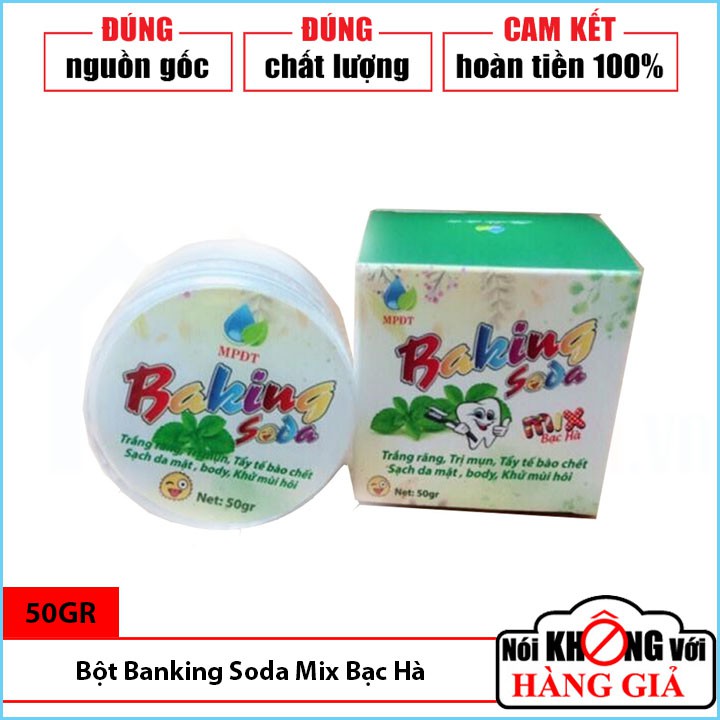 [ BÁN CHẠY/CHÍNH HÃNG] Bột Banking Soda Mix Bạc Hà Tẩy Trắng Răng Ngân Bình Gói 50gr