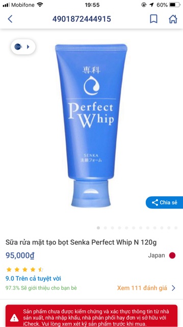 Srm sữa rửa mặt PERFECT WHIP CLAY 120ml