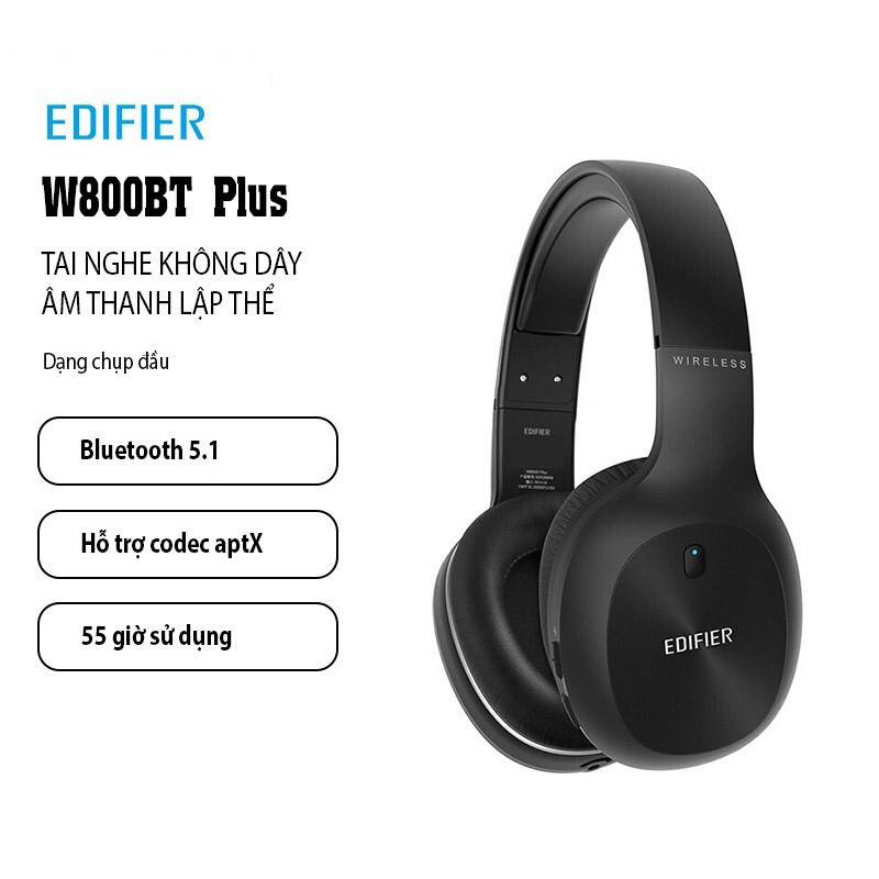 [người bán địa phương] Tai Nghe Chụp Tai Không Dây Edifier W800BT Plus, True Wireless Stereo,  Bluetooth 5.1, Thời Gian