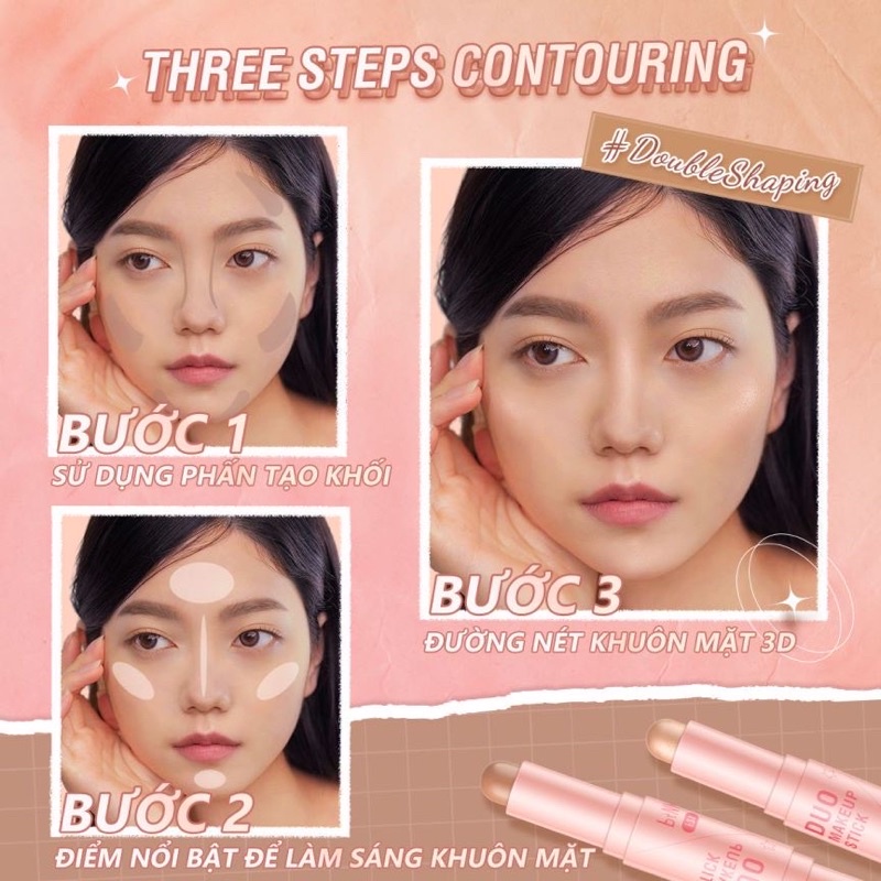 THANH TẠO KHỐI BẮT SÁNG 3D DUO MAKEUP STICK