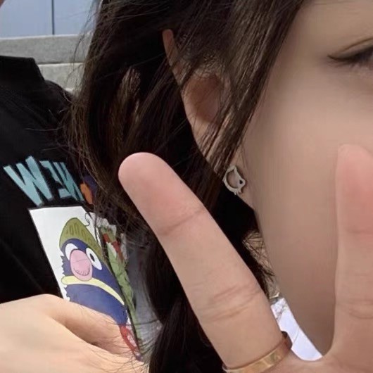Khuyên Tai Thép Titan Hình Mèo Hoạt Hình Dễ Thương Y2K Millennial Girl