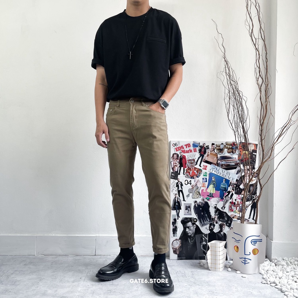 Quần Kaki Nam slimfit YY, quần vải giả kaki dáng ôm co giãn trơn kiểu Hàn Quốc - GATE6 - 3005