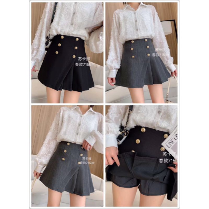 [Freeship]Chân Váy Xòe Chân Váy Xếp Ly Phối Cúc Kim Loại Có Cạp Cách Điệu Form Đẹp Độc Lạ🔝🔝🔝