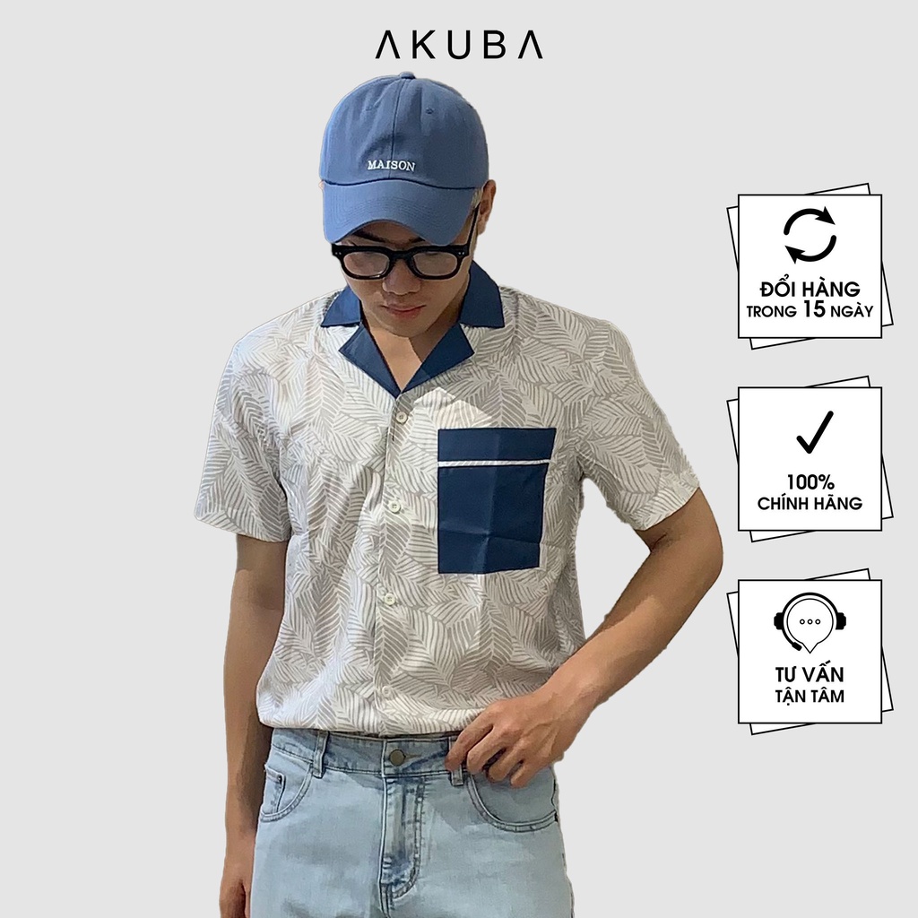 Áo sơ mi nam tay ngắn phong cách hàng quốc phối màu AKUBA thời trang nam | 01B0017