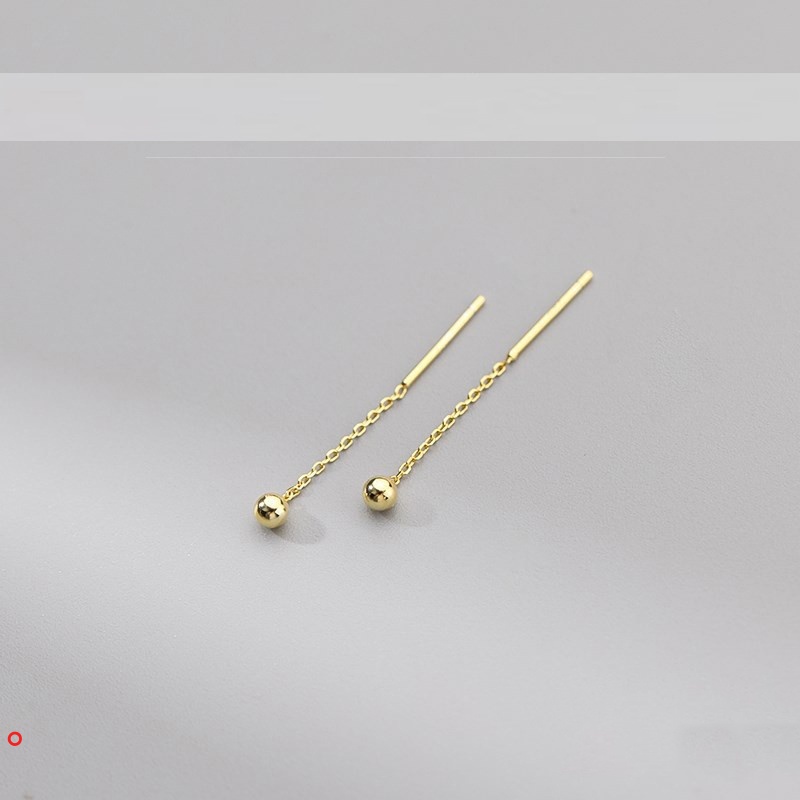 Đôi bông tai mặt tròn dáng thả bằng kim loại bề mặt mịn thanh lịch cho nữ