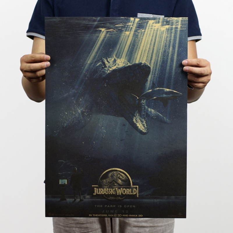 Tranh Giấy Kraft Trang Trí Họa Tiết Phim Jurassic's World 51x36cm H0345