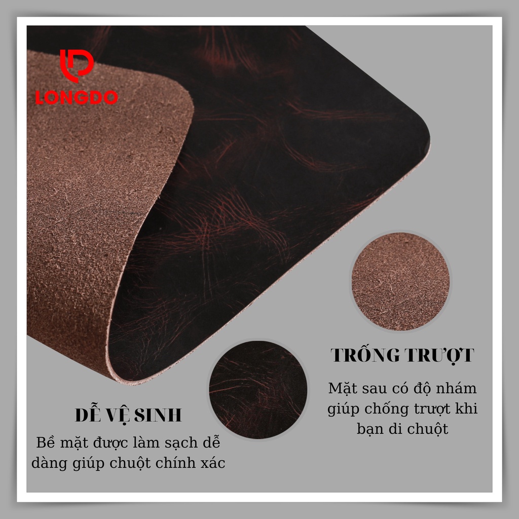 Lót chuột nhỏ bằng da bò thật - Bảo hành 5 năm - Hàng chính hãng thương hiệu Longdo Leather - Pullup wax