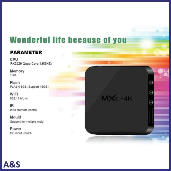 Tv box RK3229 chất lượng cao hỗ trợ MXQ 4K Android 7.1 2.4G WIFI DLNA 1G+8G