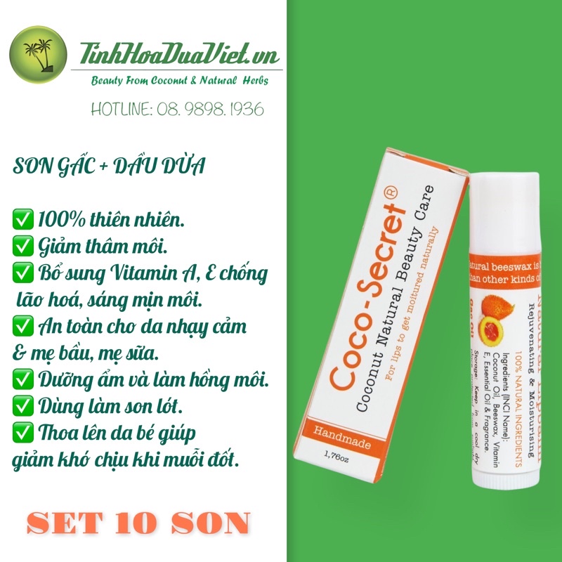 Set 10 SON DẦU DỪA TINH CHẤT GẤC COCO SECRET
