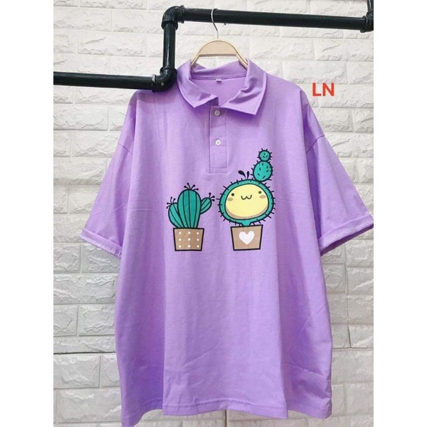 Áo phông polo sương rồng tay lỡ , chất cotton mịn mát , from dấu quần