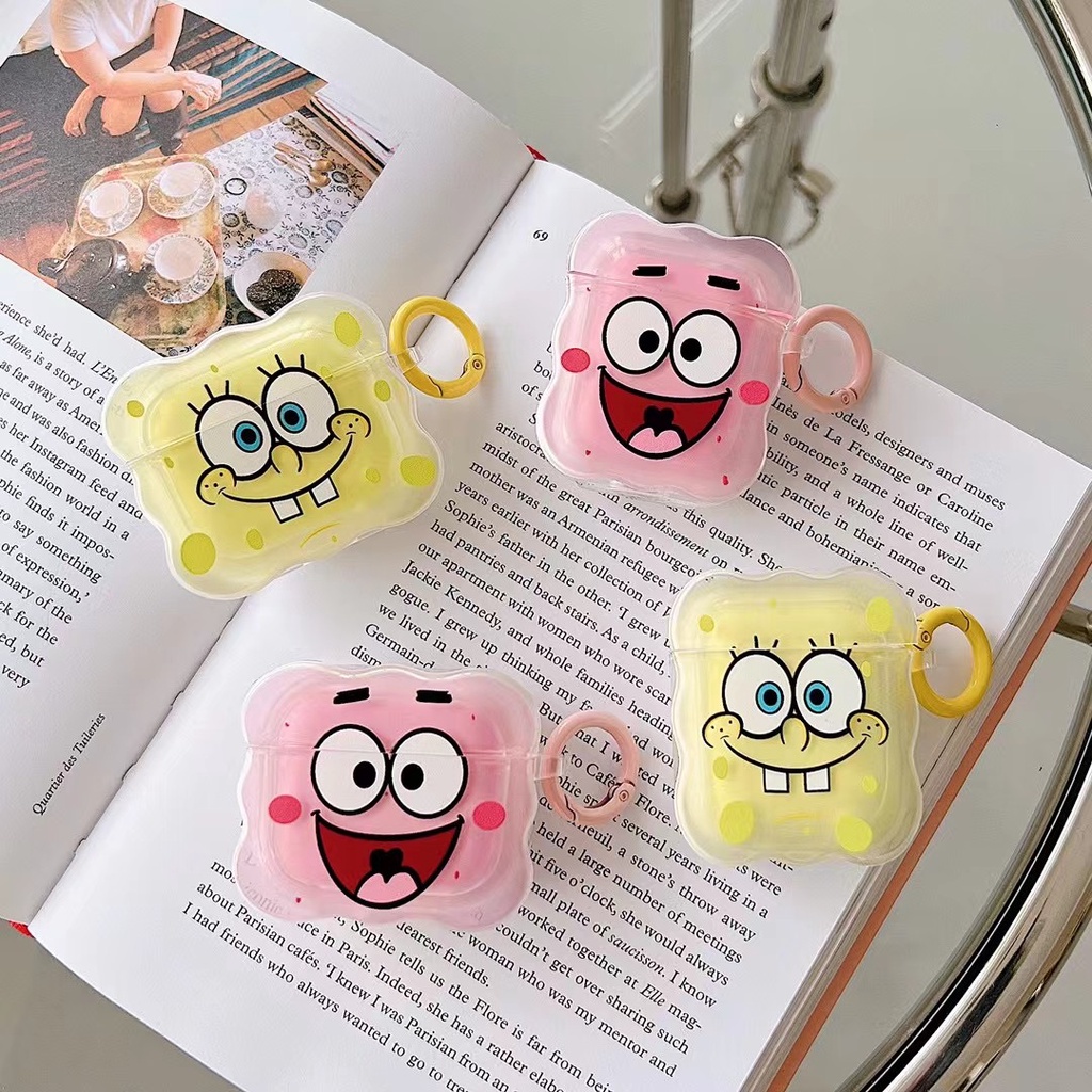 Vỏ Bảo Vệ Hộp Sạc Tai Nghe Bluetooth airpods 1 2 pro Bằng tpu Mềm Hình Spongebob Patrick
