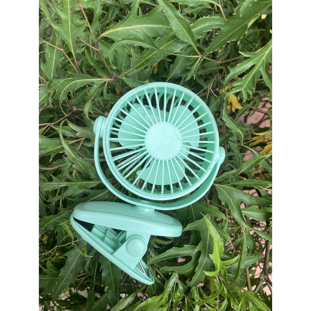 Quạt Kẹp bàn mini, Quạt Kẹp xe Đẩy xoay 720 độ, pin 3h