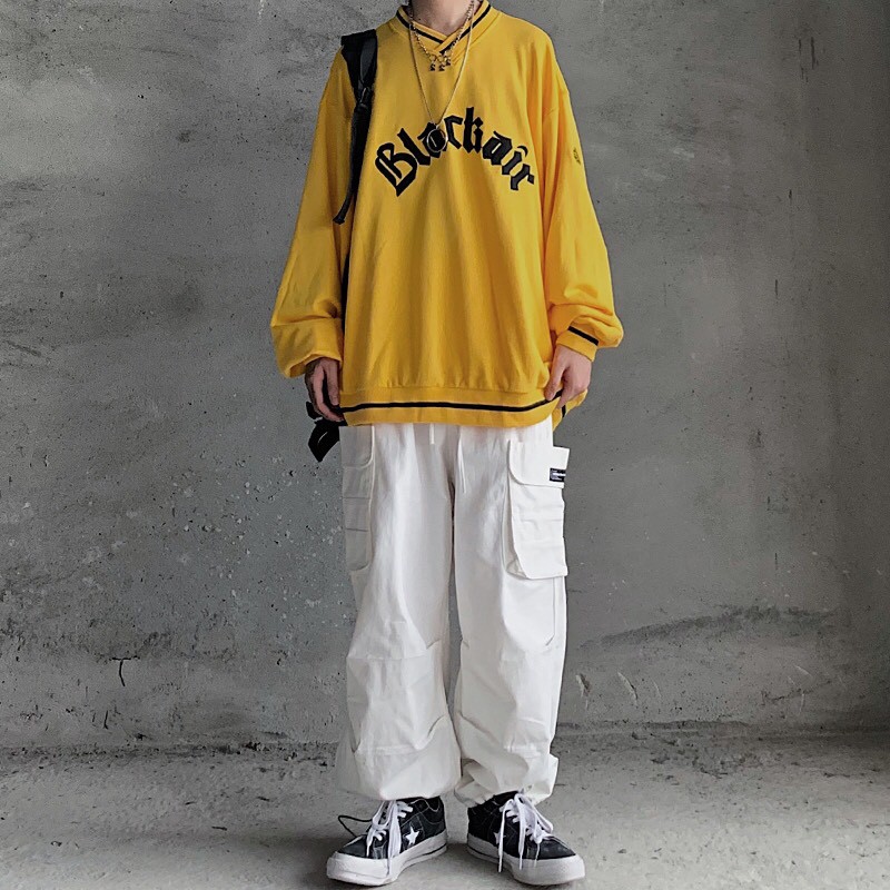 ÁO SWEATER NỈ BLACKAIR CỔ V VIỀN CỔ UNISEX VÀNG XANH ĐEN - ÁO NỈ TÀU BLACK AIR NAM NỮ ULZZANG THU ĐÔNG 2020 | BigBuy360 - bigbuy360.vn