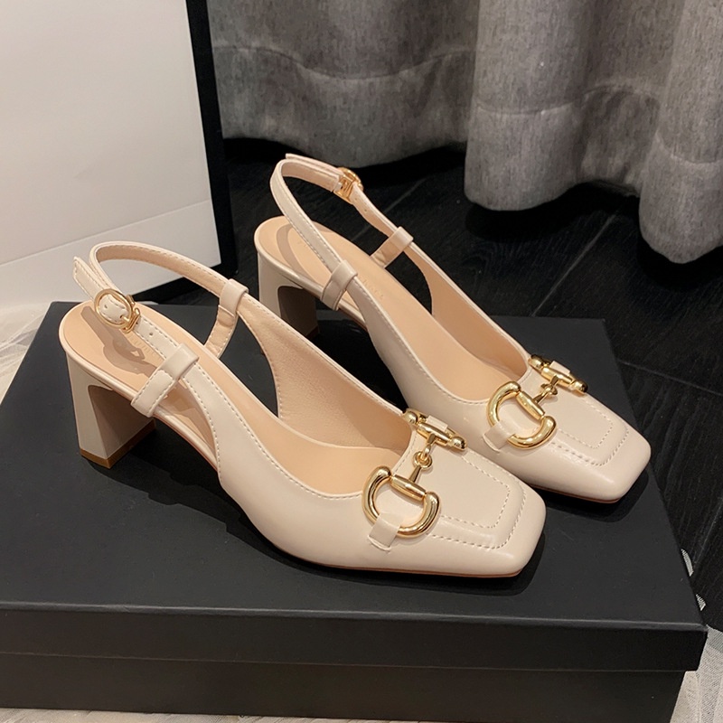 Giày Sandal Cao Gót Hở Ngón Cài Khóa Sau Gót 2022 Kiểu Pháp Thời Trang Mùa Hè Cho Nữ