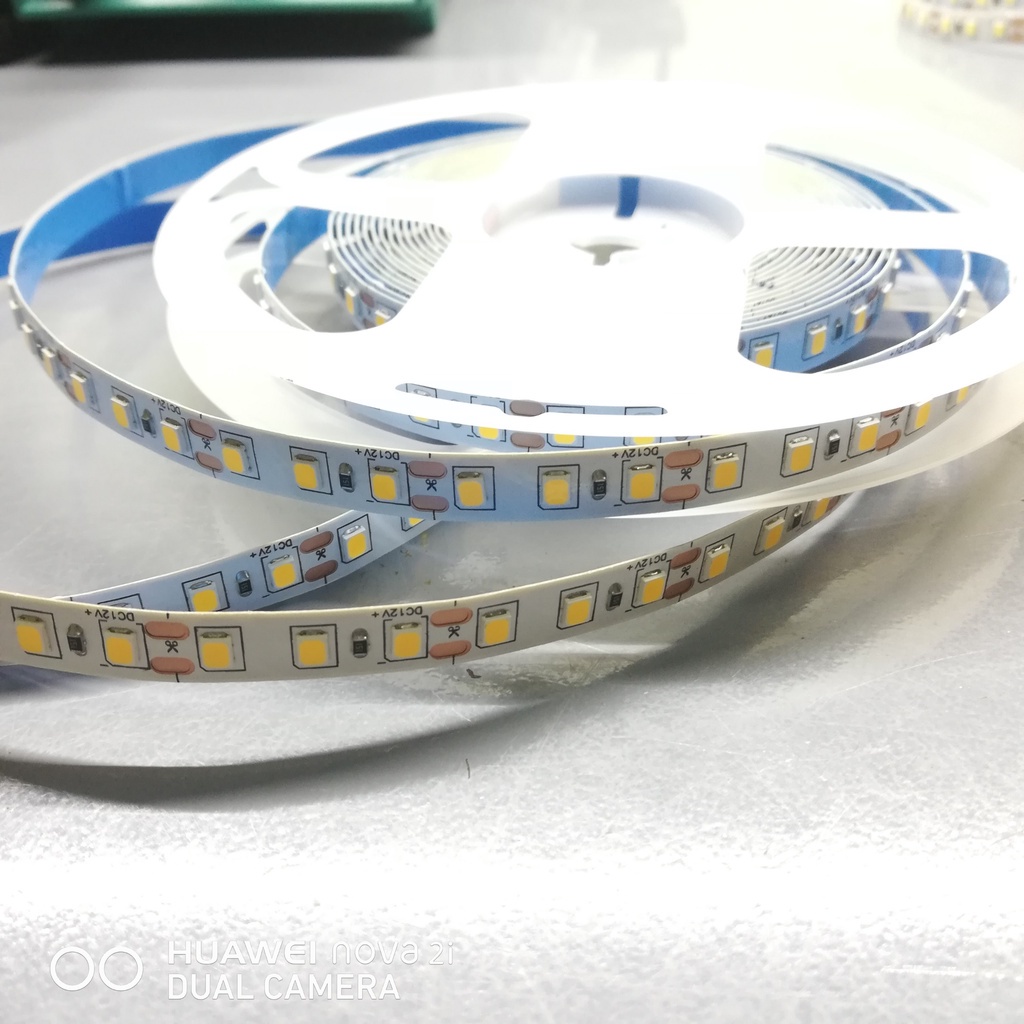Cuộn led dây dán 5m 12V 2835 - 120 led / Mét có keo dán 1 mặt đơn sắc