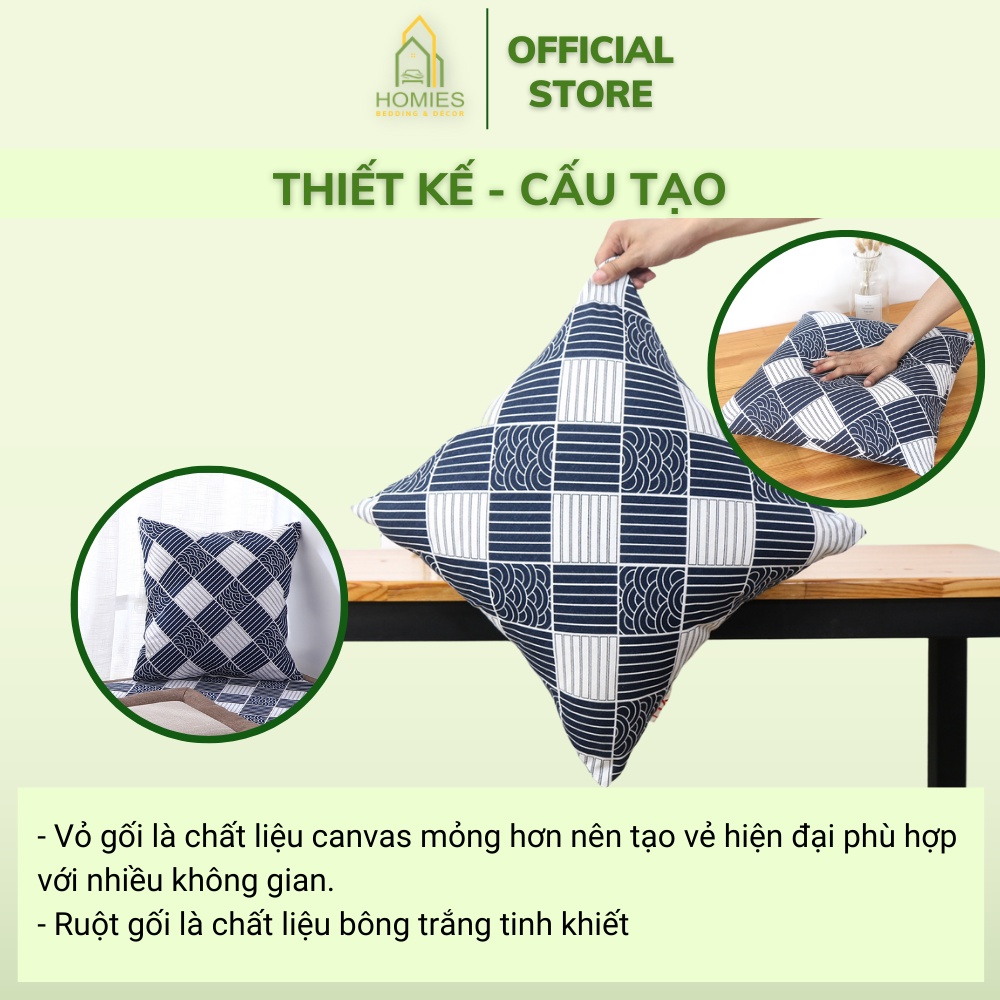Gối Tựa Lưng Văn Phòng HOMIES Phong Cách Hàn Quốc - Kích Thước 45cm x 45cm
