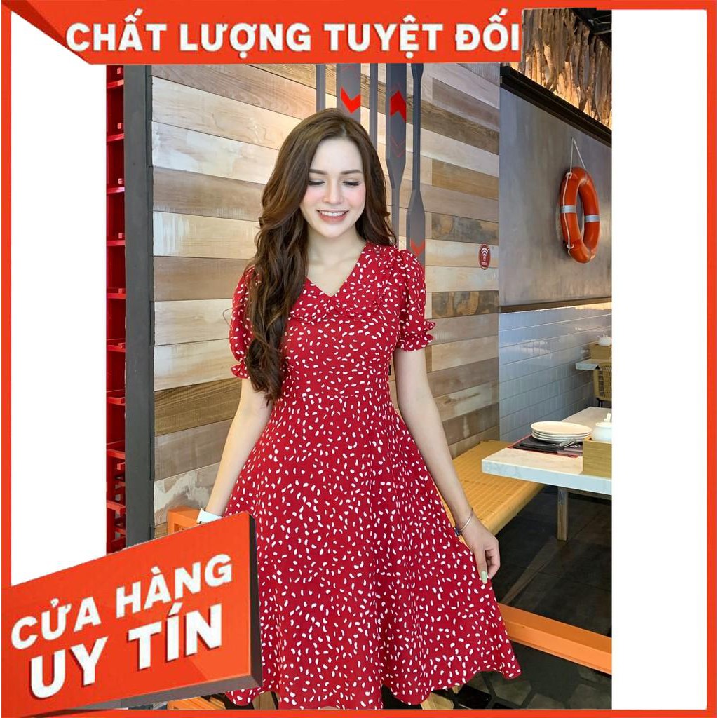 Đầm xòe chấm bi cổ sen SE FASHION -MKFDY0222 (Đẹp nhất, dễ thương)