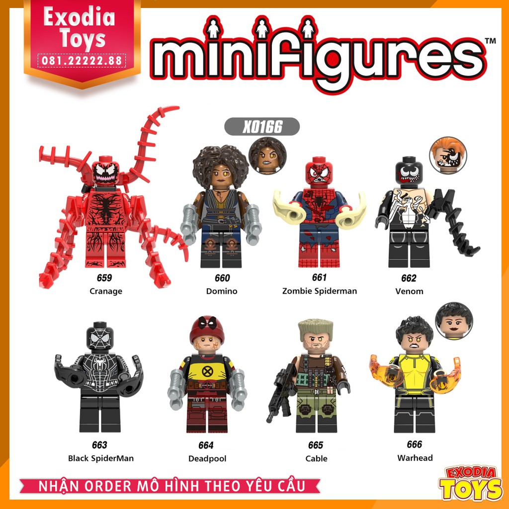 Xếp hình minifigure siêu anh hùng Marvel : Spider-Man, Deadpool, Venom - Đồ Chơi Lắp Ghép Sáng Tạo - X0166