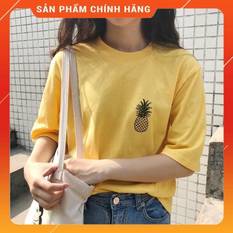 [SIÊU ĐẸP] Áo Thun Thời Trang Hàn Quốc Thêu Hình Quả Dứa Siêu Hot cho bạn trẻ trung, năng động và tự tin