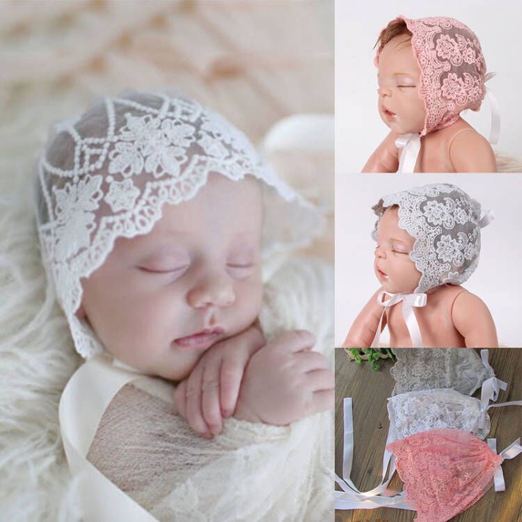 Mũ Trùm Đầu Phối Ren Hoa Dễ Thương Cho Bé Gái