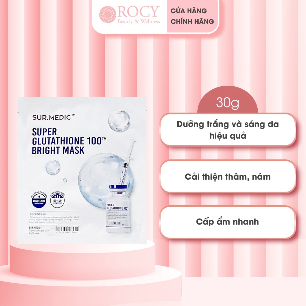 Mặt Nạ Dưỡng Trắng Da Glutathione SurMedic Mặt Nạ Cấp Ẩm Giảm Thâm Nám Đều Màu Da, Thẩm Thấu Nhanh Không Để Lại Dầu Nhờn