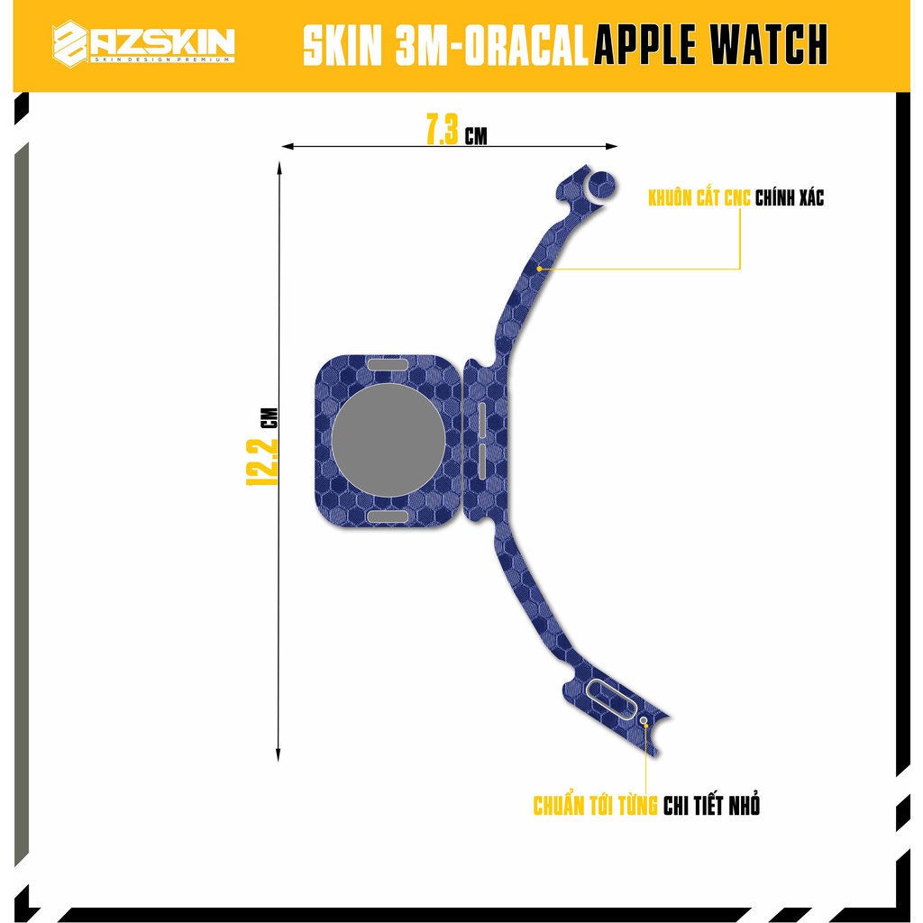 Miếng Dán Skin Apple Watch Oracal Tổ Ong Xanh |SK_AWSW03| Chất Liệu Film Nhập Khẩu, Tạo Khuôn Cắt CNC, Dán Full Body