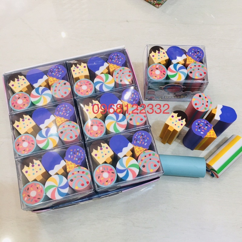 Hộp Tẩy Hình 8509-8510-8524: 1 Hộp/36 Viên Tẩy Nhiều Hình Cute