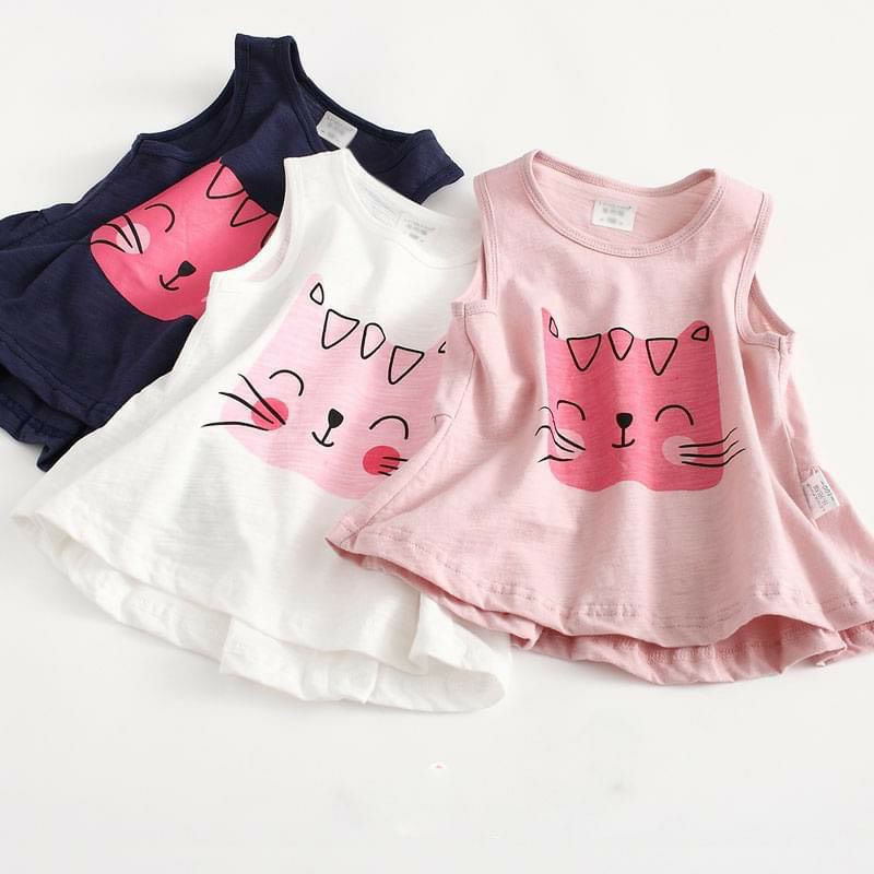 Áo mèo ba lỗ cho bé gái
