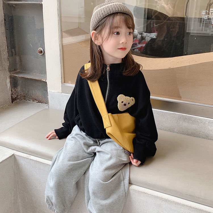 Set áo Sweater tay dài cổ tròn phối quần dài thời trang Hàn quốc cá tính dành cho bé