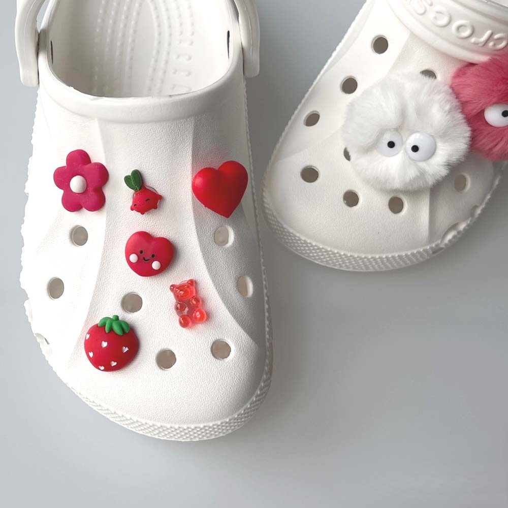 [Deco] Set Phụ Kiện Trang Trí Giày Crocs Jibbitz Màu Đỏ Cài Nút Dễ Thương