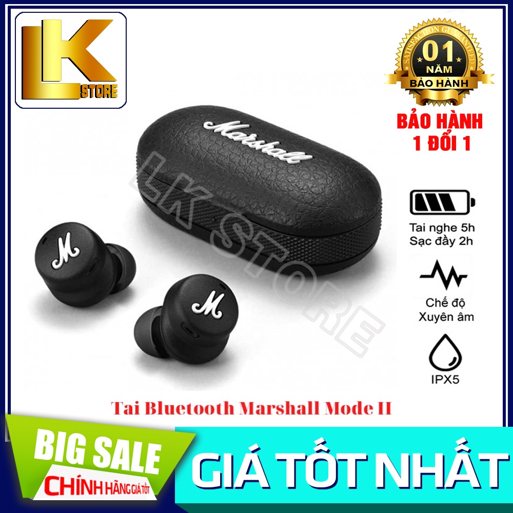 Tai Nghe Bluetooth Nhét Tai Thể Thao Không Dây Marshall Mode II Kết Nối Bluetooth Kèm Mic Bảo Hành 12 Tháng