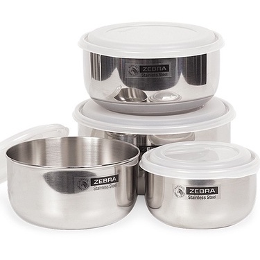 Bộ 4 thố Inox Zebra Thái Lan 12 -14-16-18cm - 184106 hàng nhập khẩu có nấu bếp từ