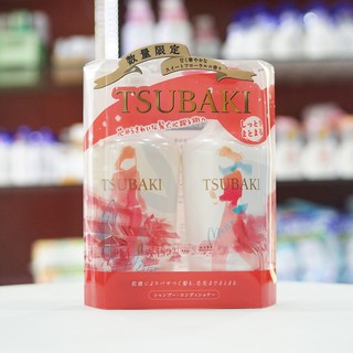 Bộ dầu gội TSUBAKI sét 2 màu đỏ 450ml mẫu mới 2019