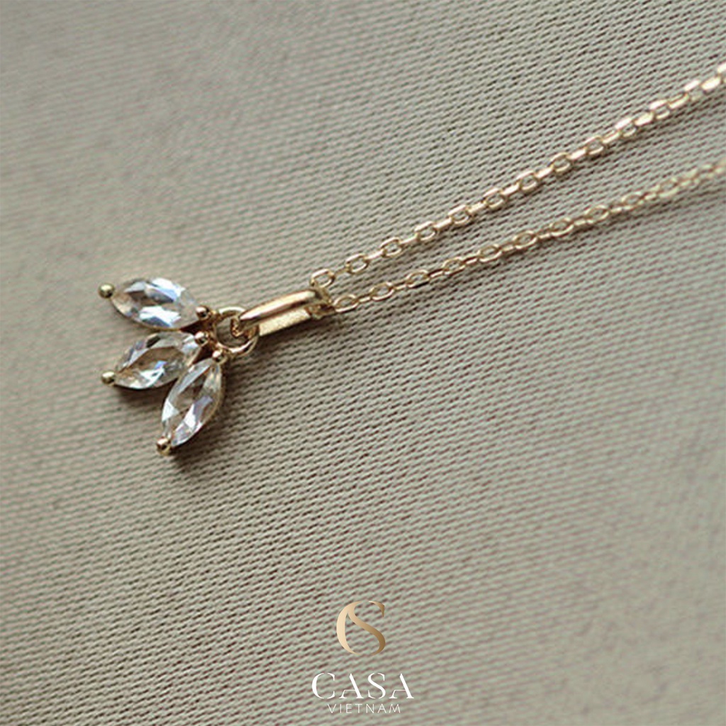 CASA Dây chuyền Bạc 925 mạ vàng mặt 3 LÁ dành cho nữ CASAN029