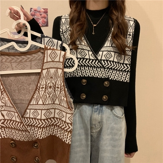 Áo khoác sát nách hai hàng nút kiểu vintage thời trang cho nữ