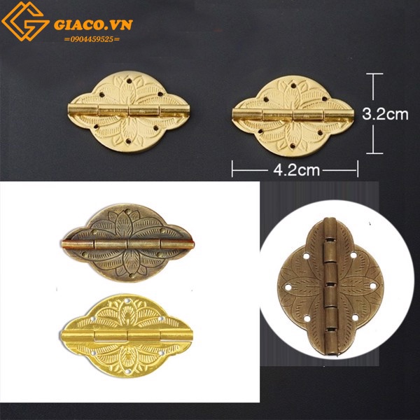 Bản lề giả cổ đồng thau màu vàng( 2 cái)