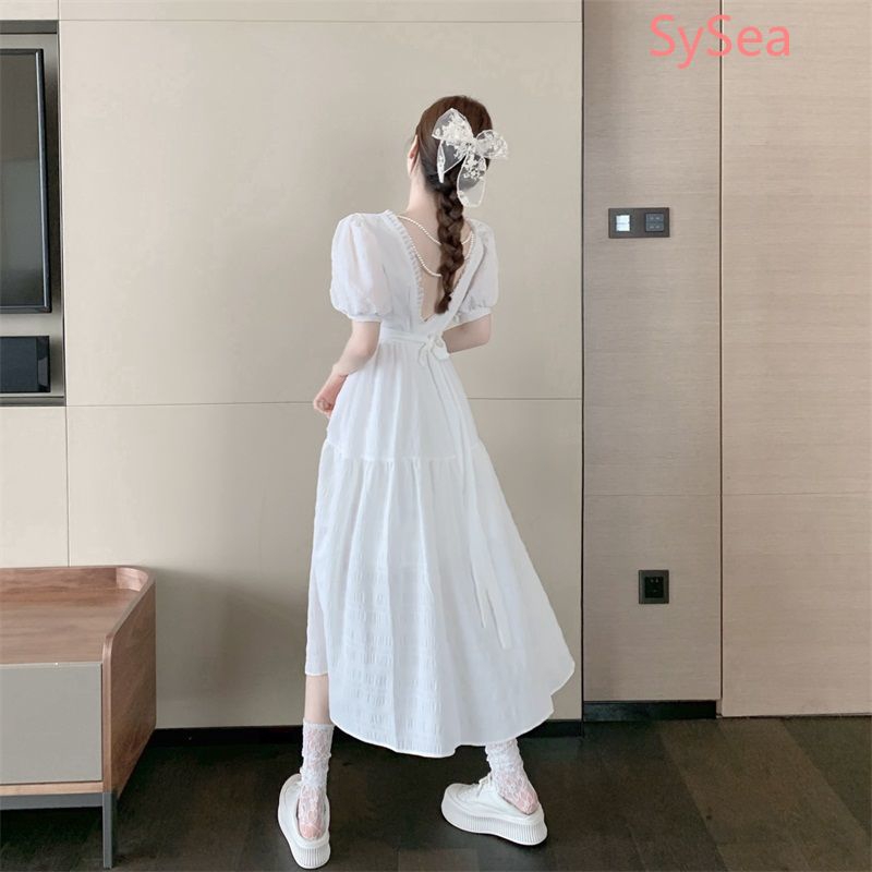 Đầm dài tay ngắn kiểu phồng thiết kế hở lưng thời trang hè cho nữ | BigBuy360 - bigbuy360.vn