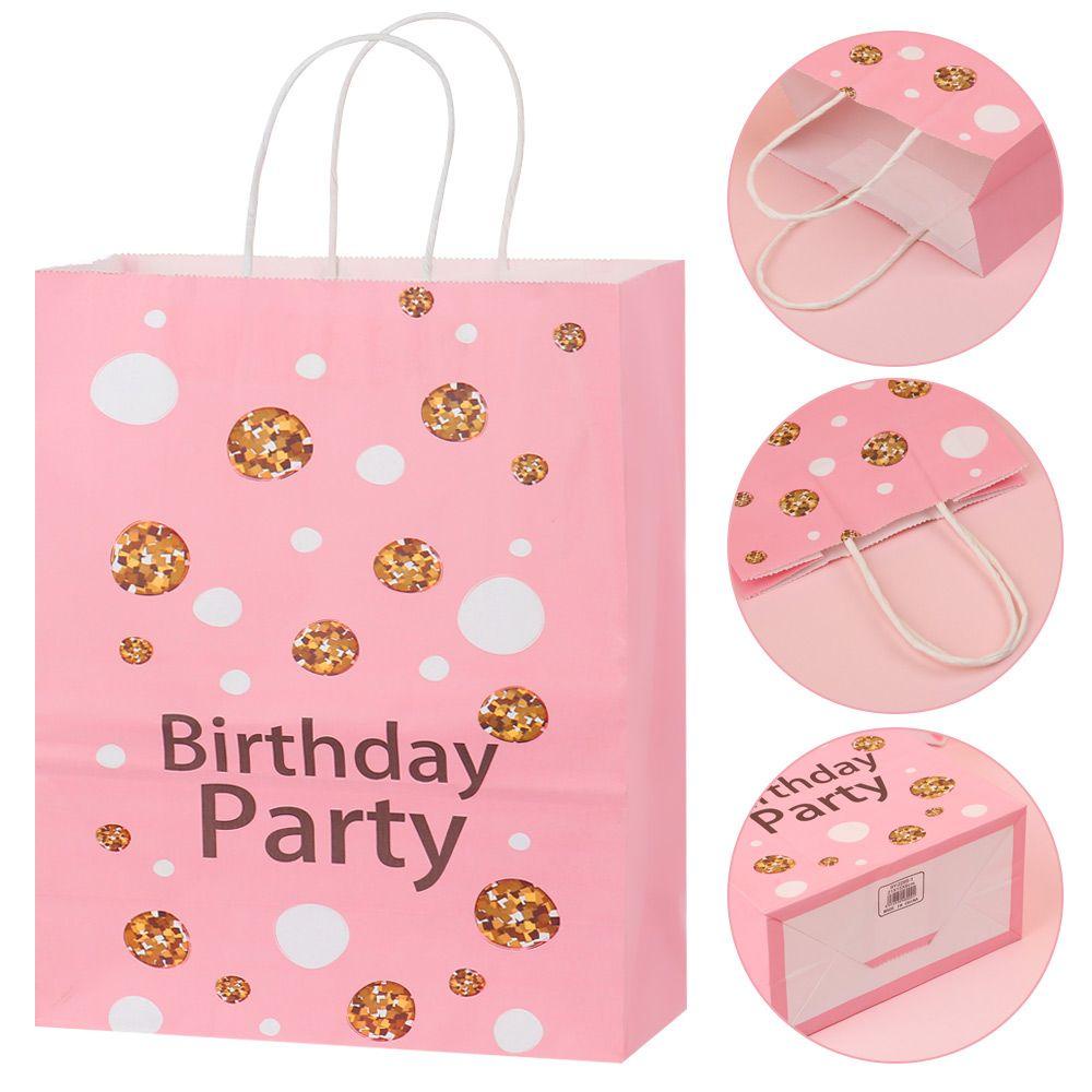 ♕Thú Nhồi Bông♕ Túi Giấy Kraft Màu Hồng Dễ Thương Dùng Đựng Kẹo Cho Bé