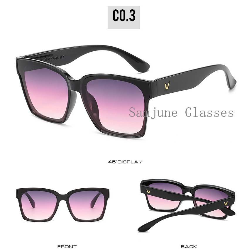 Kính Mát Samjune 18026 Gọng Vuông Oversize Chống Tia Uv400 Phong Cách Retro Thời Trang 2019