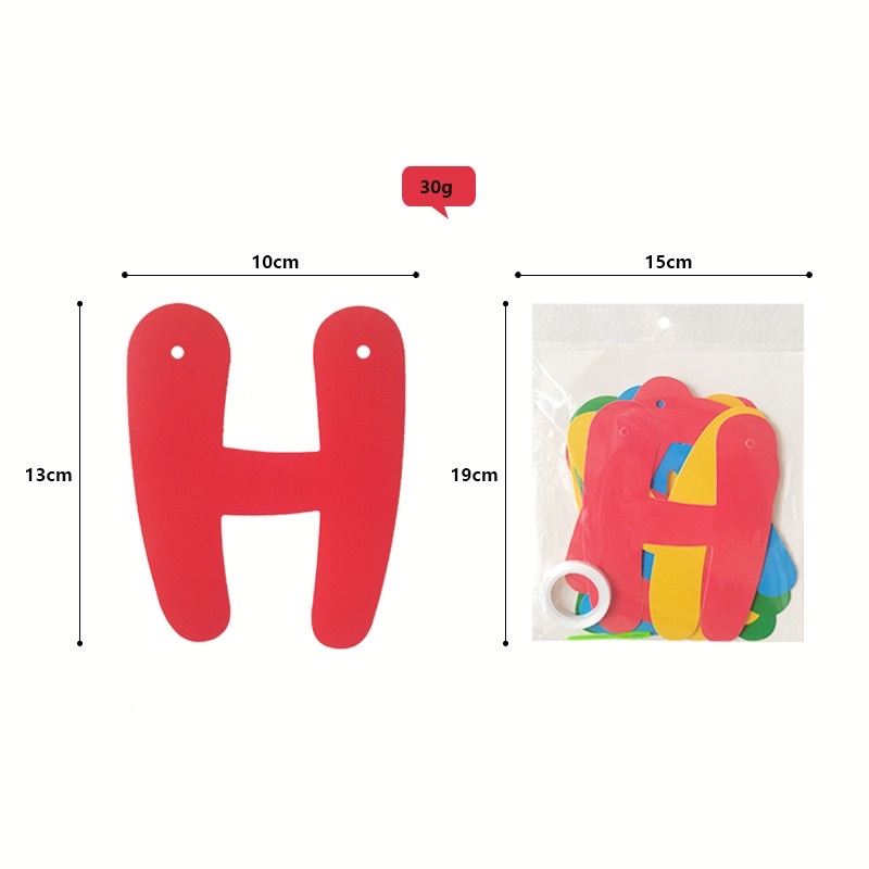 Dây treo trang trí Happy birthday màu kẹo form chữ size 10 x 13 cm