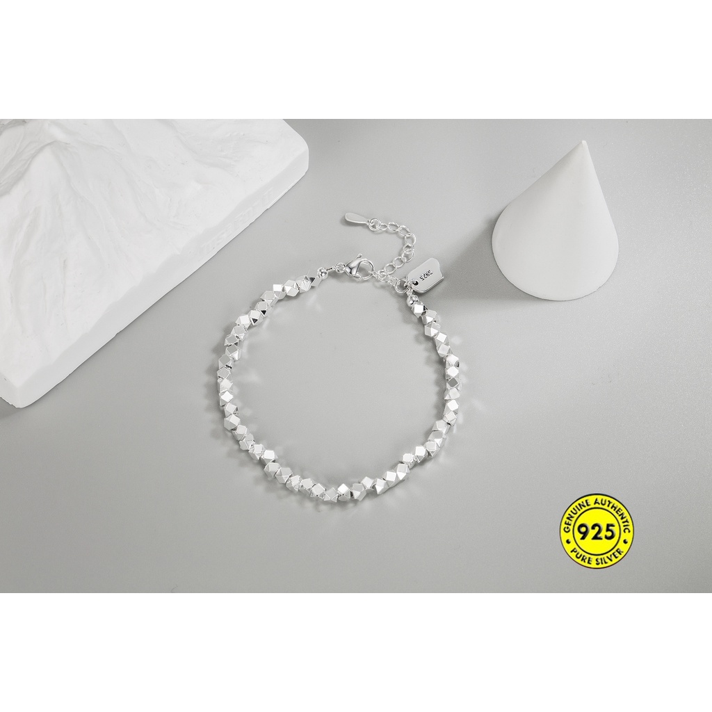 Vòng Tay Mạ Bạc Mặt Vuông Đính Đá Phong Cách Retro Sang Trọng