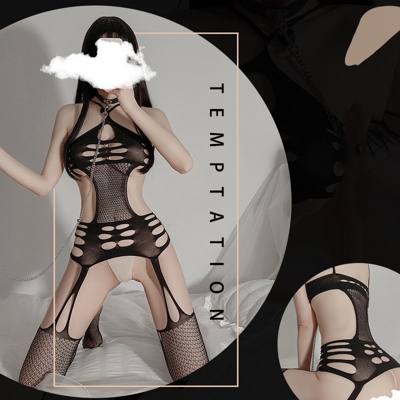 Bộ Đồ Lót LEOSOXS Liền Thân Chất Liệu Lưới Hở Lưng Gợi Cảm Cho Nữ