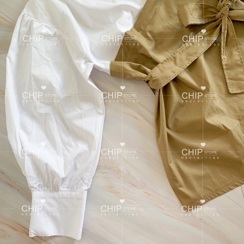 ÁO KIỂU PHỐI KAKI THẮT NƠ KOREA STYLE