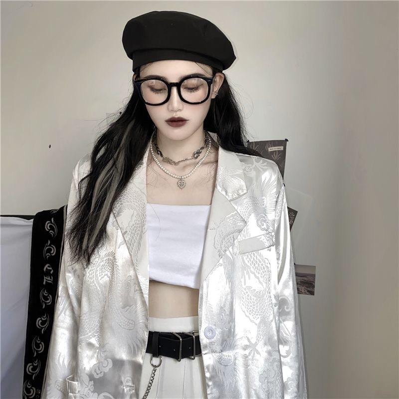 [SẴN ĐEN] ÁO KHOÁC DÁNG VEST ULZZANG IN HÌNH RỒNG CHÌM | BigBuy360 - bigbuy360.vn