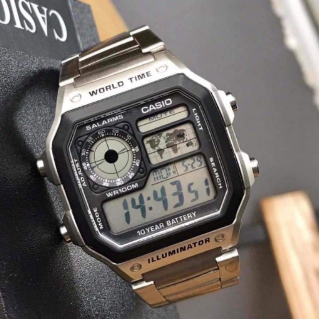 [BẢO HÀNH TOÀN CẦU] Đồng Hồ CASIO AE-1200WHD-1AVDF Dây Kim Loại